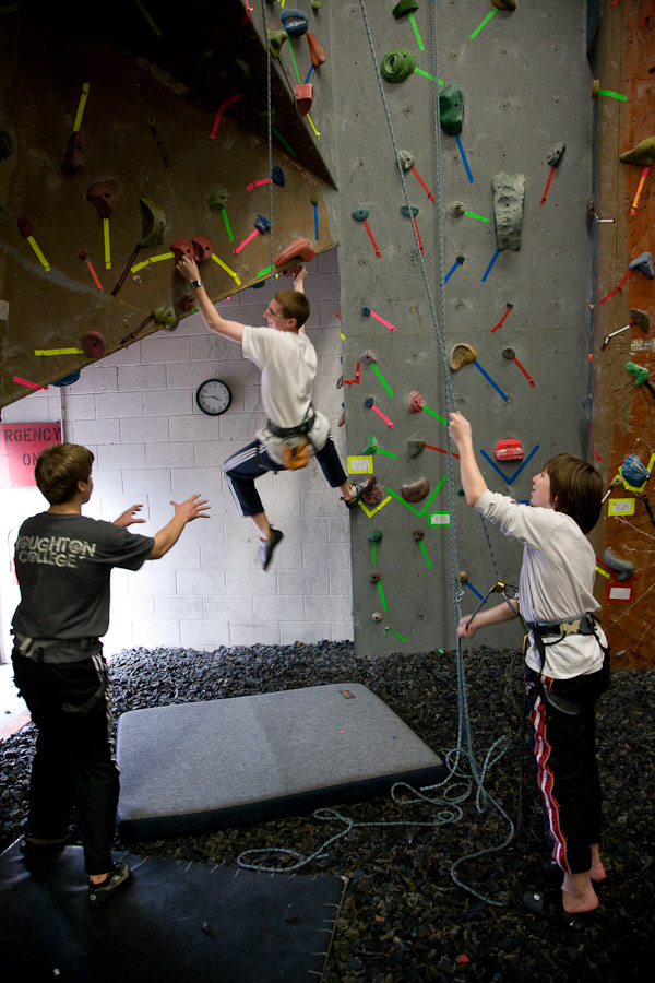 Click to return to grid view of the "- Family -" gallery "Jake, Josh, John - Rock Climbing - Boston Rock Gym"