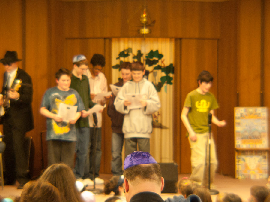 Click to return to grid view of the "Temple Shalom Emeth - 2005-06" gallery "Purim Service"